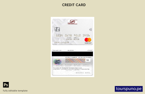 lista para imprimir plantilla de mastercard del Turkmenistán Turkmenbashi Bank